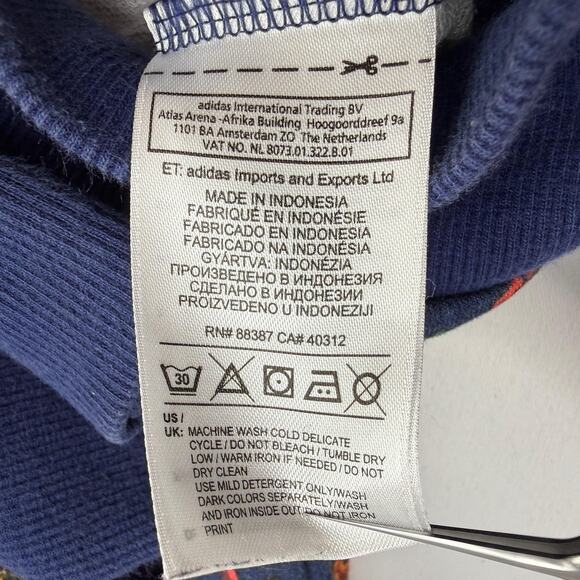 Adidas Rita Ora Hoodie Hoodie Womens Small Navy Floral Rose Trefoil Flocked - Picture 12 of 12